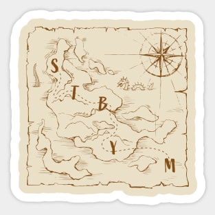 Sea Monsters Pirate Map Sticker